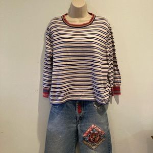 CAbi multicolor crew neck sweater